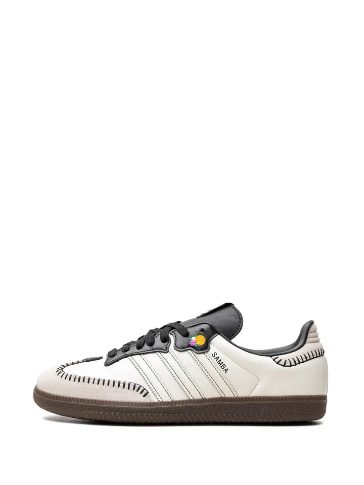 adidas Samba Og D? De Los Muertos - White Sneakers — Off-White/Black/Orange — Size US M 11.5 - US W 13 — Detail View