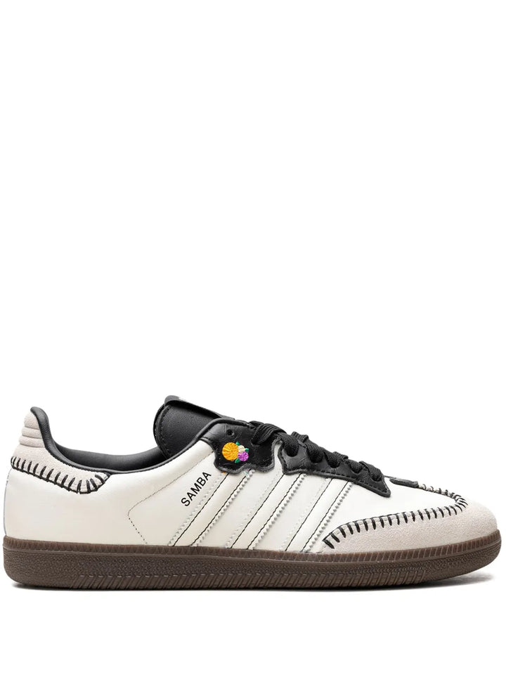 adidas Samba Og D? De Los Muertos - White Sneakers — Off-White/Black/Orange — Size US M 11.5 - US W 13 — Front View
