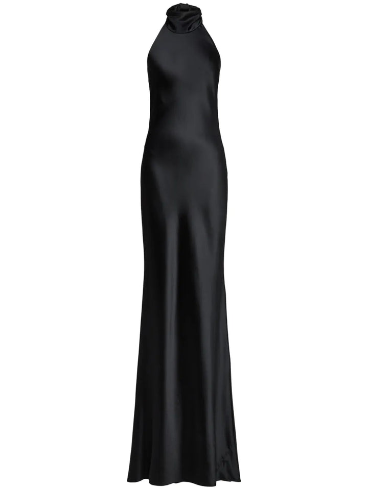 Ralph Lauren Collection Satin Finish Sleeveless Gown — Black — Size XS — Front View