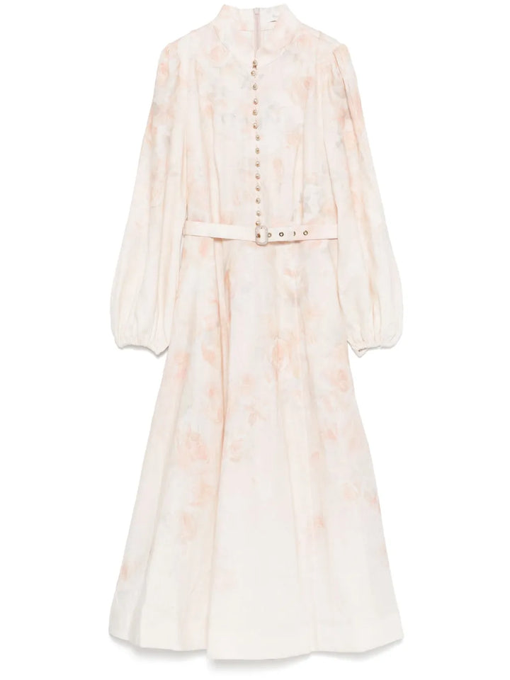 Zimmermann Crushed Midi Dress — Pink — Size XS — Front View