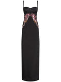Etro Embroidered Silk Dress — Black/ Red — Size XS — Front View