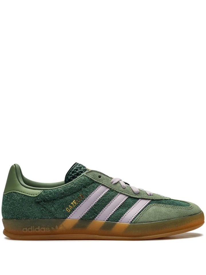 adidas Gazelle Indoor Mineral Green/ Silver Sneakers — Mineral Green/Silver — Size US M 3.5 - US W 5 — Front View