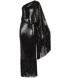 Taller Marmo Eternity Disco Maxi Dress — Black — Size XS — Front View
