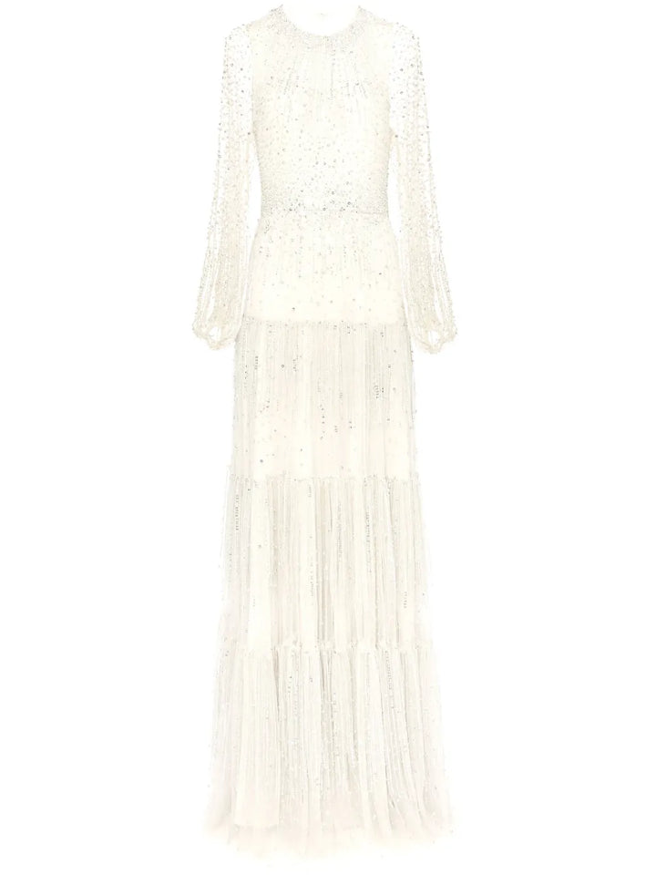 Jenny Packham Tramar Dress — White/ Red/ Ivory — Size XS — Front View