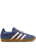 adidas Gazelle Indoor Dark Blue Suede Sneakers — Indigo Blue/White — Size US M 3.5 - US W 5 — Front View