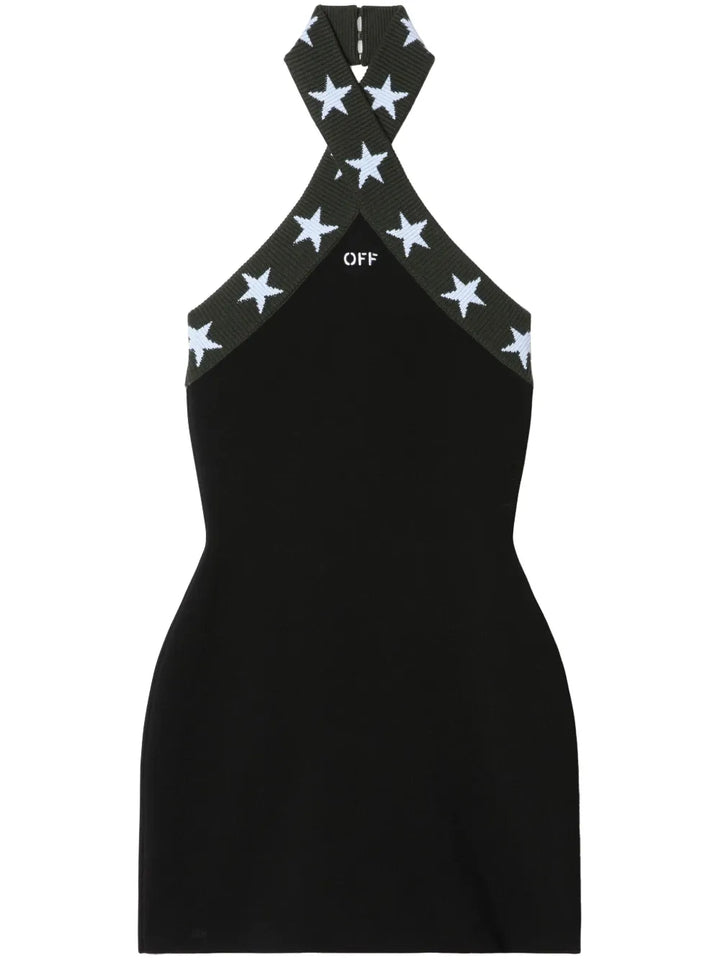 Off White Star Mini Dress — Black/ White/ Red — Size XS — Front View