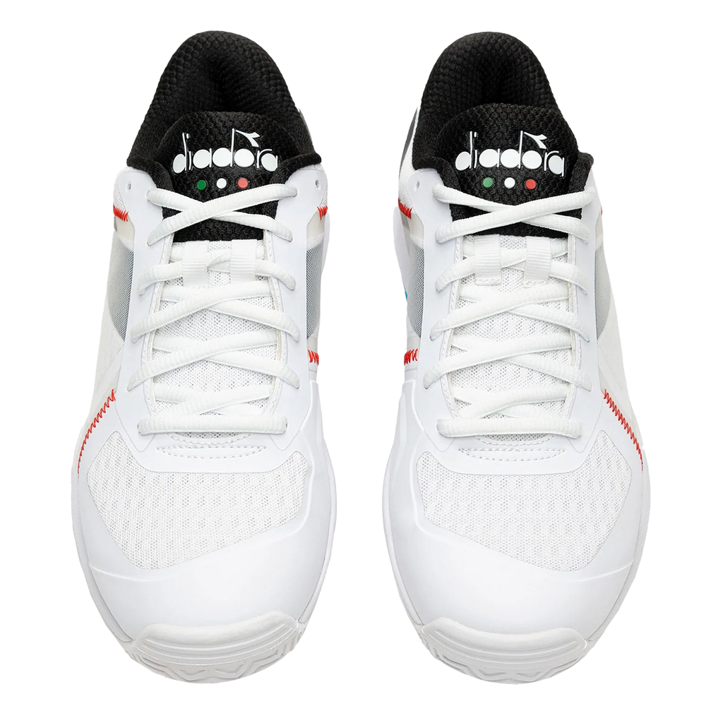 Diadora Trofeo AG Pickleball — White - Black - Blue Jewel — Size D — Width 6.5 — Back View