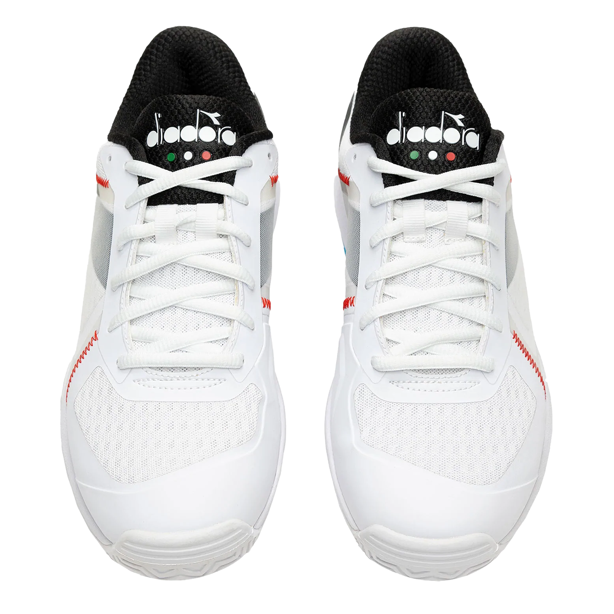 Diadora Trofeo AG Pickleball — White - Black - Blue Jewel — Size D — Width 6.5 — Back View