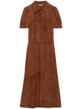 Prada Suede Midi Dress — Brown — Size S — Front View