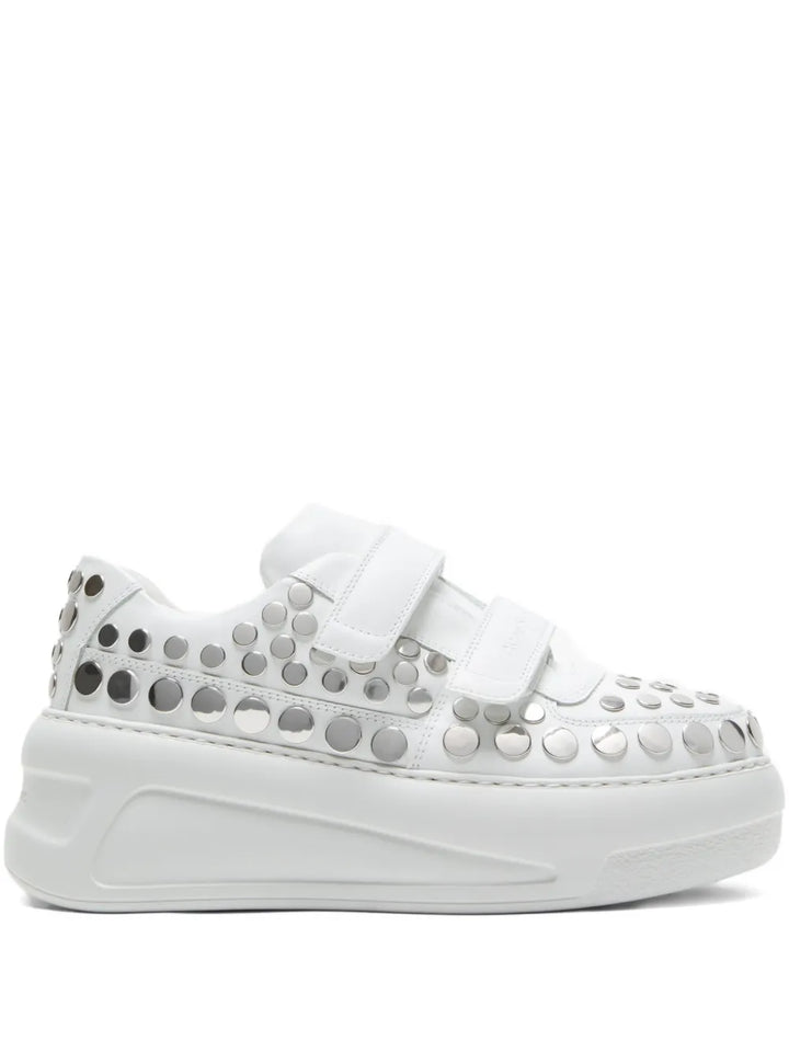 Acne Studios Touch-Strap Platform Sneakers — Optical White — Size US M 11 - US W 12.5 — Front View
