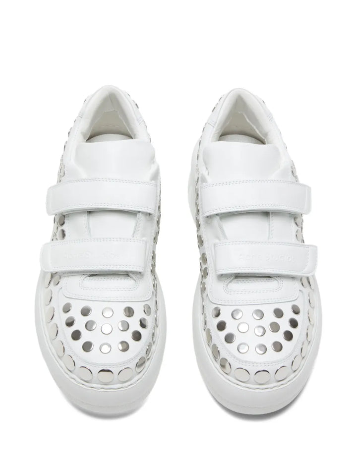 Acne Studios Touch-Strap Platform Sneakers — Optical White — Size US M 11 - US W 12.5 — Side View