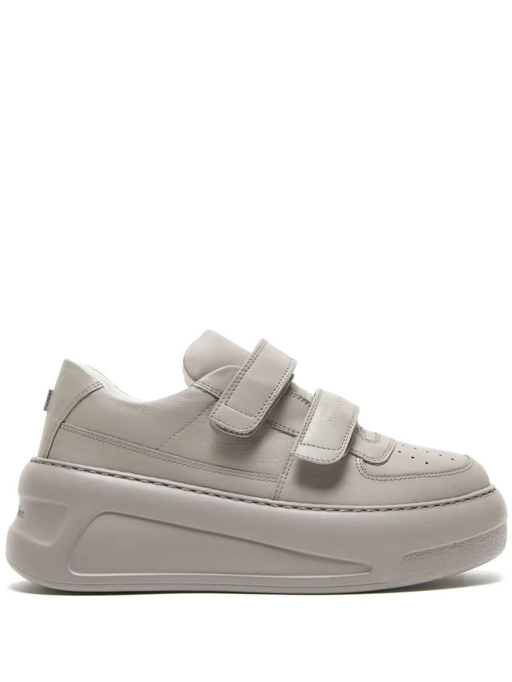 Acne Studios Leather Platform Sneakers — Taupe Grey — Size US M 11 - US W 12.5 — Front View