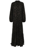 Nissa Glitter Detail Maxi Dress — Black/ Red — Size XS — Front View