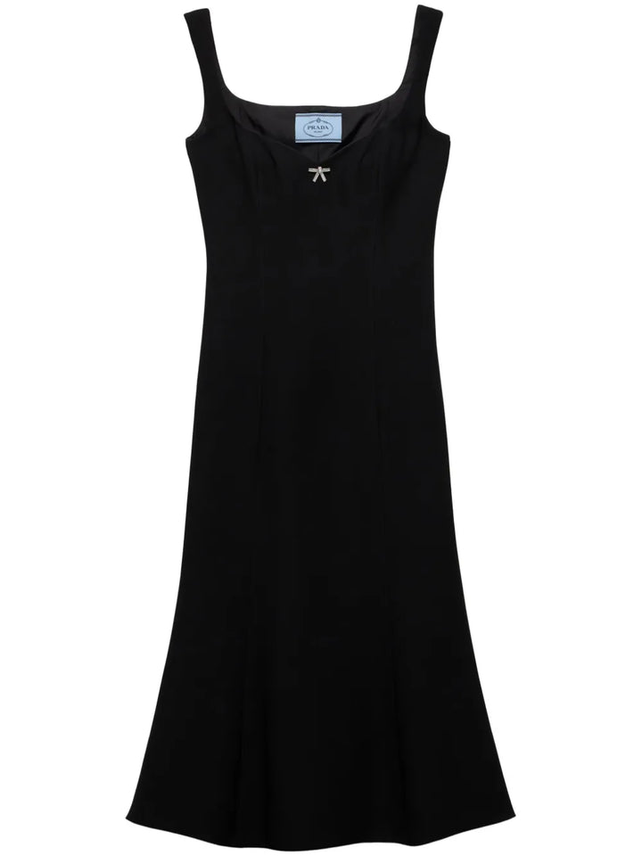 Prada Cady Midi Dress — Black — Size XS — Front View