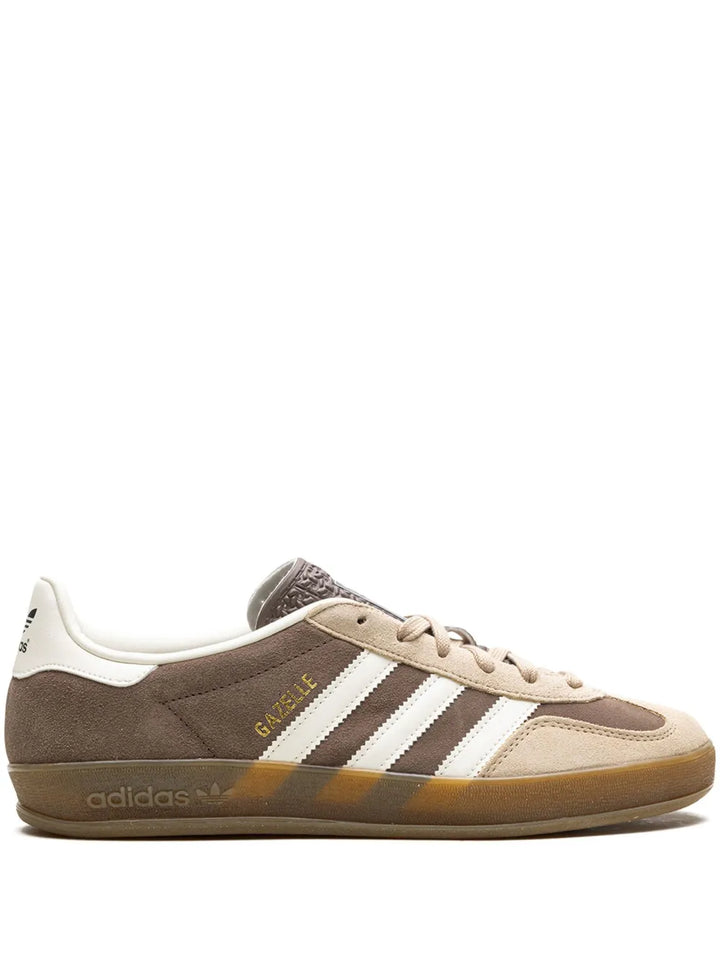adidas Gazelle Indoor Earth Strata/Cloud White/Magic Beige Sneakers — Beige/Brown/White — Size US M 3.5 - US W 5 — Front View