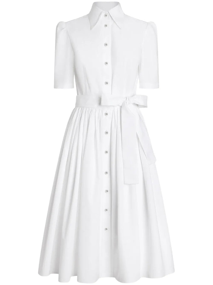 Dolce Gabbana Poplin Shirt Dress — White — Size M — Front View