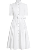 Dolce Gabbana Poplin Shirt Dress — White — Size M — Front View