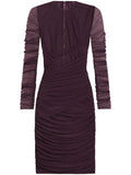 Dolce Gabbana Draped Detail Mini Dress — Red/ Purple — Size S — Front View
