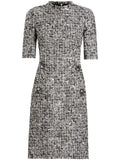 Dolce Gabbana Tweed Midi Dress — Black — Size XL — Front View