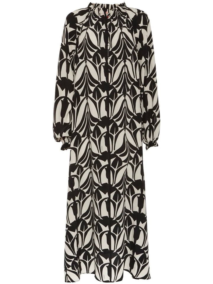 La Doublej Graphic Print Shirt Dress — Black/ White — Size XS — Front View
