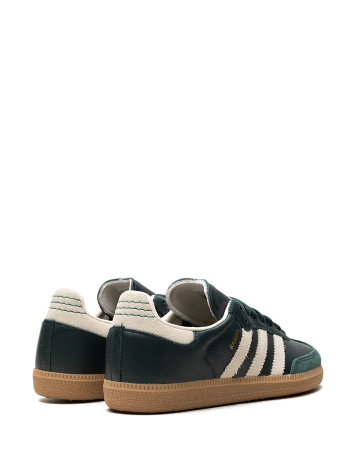 adidas Samba Shadow Green Cream White Gold Metallic Sneakers — Dark Green/White — Size US M 8.5 - US W 10 — Back View