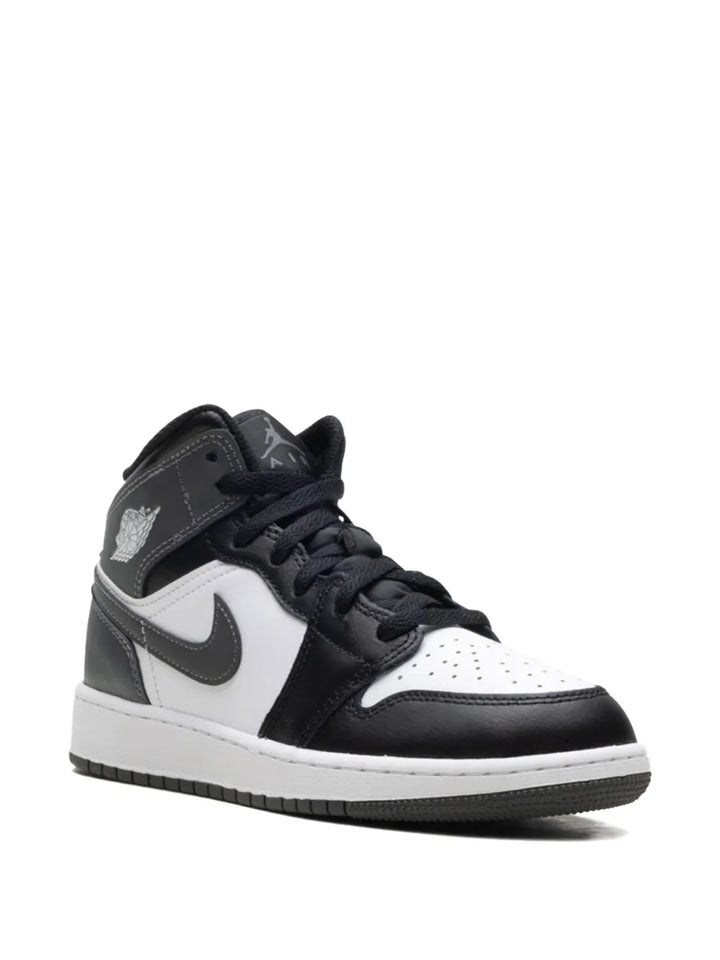 Air Jordan 1 Mid Black/ Iron Grey/ White Sneakers — Black — Size US M 9.5 - US W 11 — Side View