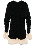 Rotate Birger Christensen Ruched Long Sleeve Mini Dress — Black — Size XS — Front View