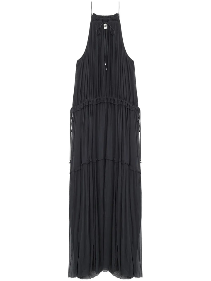 Marant Etoile Alita Maxi Dress — Black/ Red — Size XS — Front View