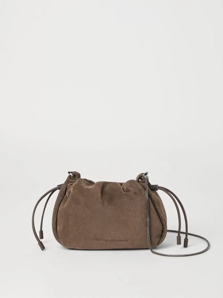 Brunello Cucinelli Suede Shoulder Bag — Same as shown — Size One Size — Back View