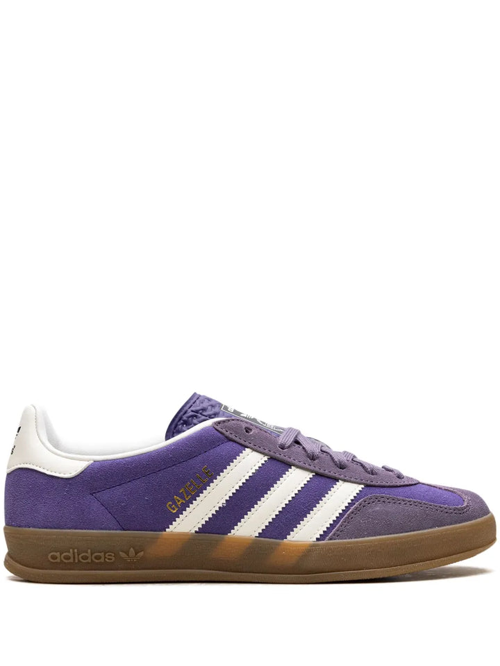 adidas Gazelle Indoor Collegiate Purple Sneakers — Purple/White — Size US M 3.5 - US W 5 — Front View