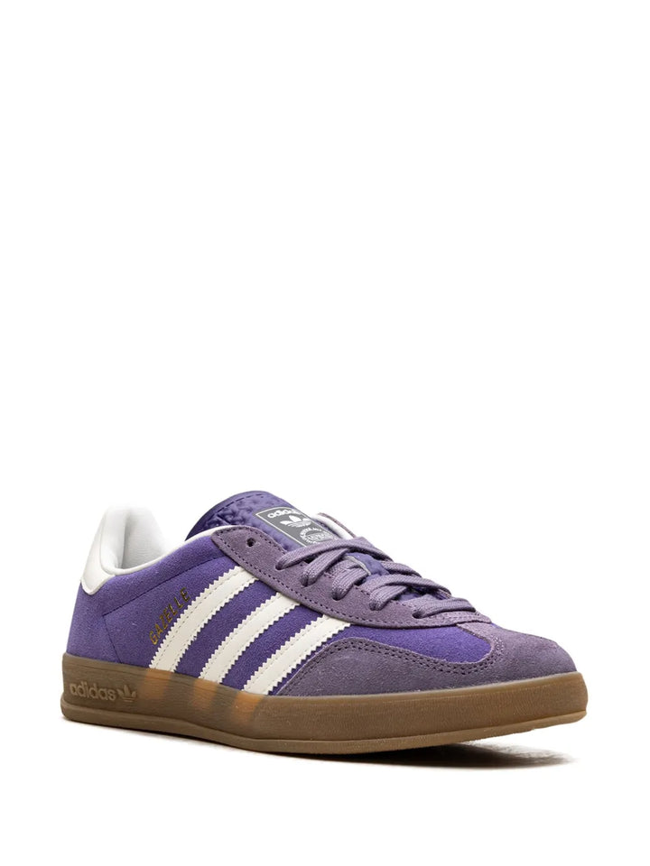 adidas Gazelle Indoor Collegiate Purple Sneakers — Purple/White — Size US M 3.5 - US W 5 — Side View