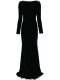 Nissa Velvet Backless Maxi Dress — Black — Size XS — Front View