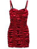 Dolce Gabbana Draped Satin Minidress — Red — Size XXL — Front View