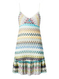 Missoni Knitted Mini Dress — Blue/ Red — Size XS — Front View