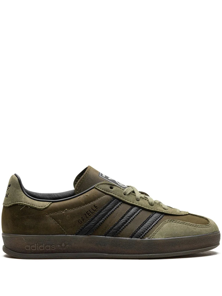 adidas Gazelle Indoor Focus Olive Sneakers — Olive Green — Size US M 3.5 - US W 5 — Front View