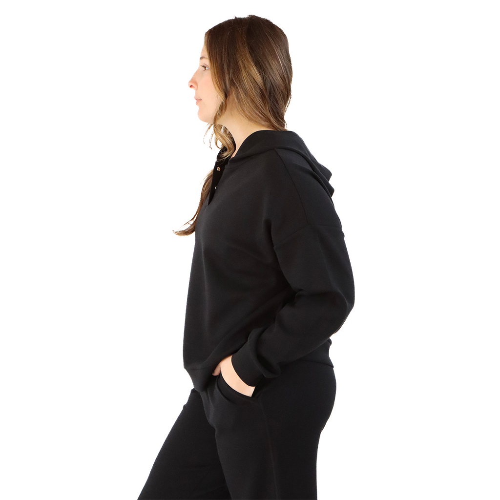 F2R Softlite Pull Over W Hoodie — Black — Size XSmall — Top View