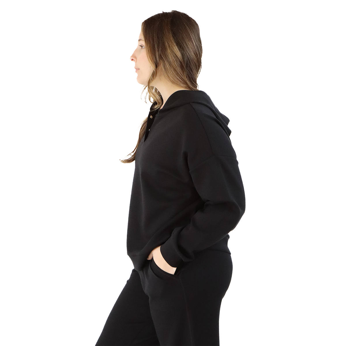 F2R Softlite Pull Over W Hoodie — Black — Size XSmall — Top View
