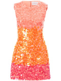 Carolina Herrera Ombre Paillette Mini Dress — Orange — Size XS — Front View