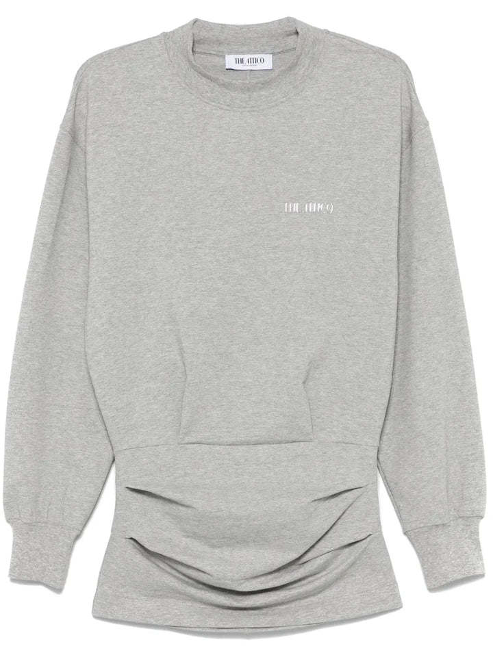 The Attico Logo Applique Mini Dress — Grey — Size XS — Front View