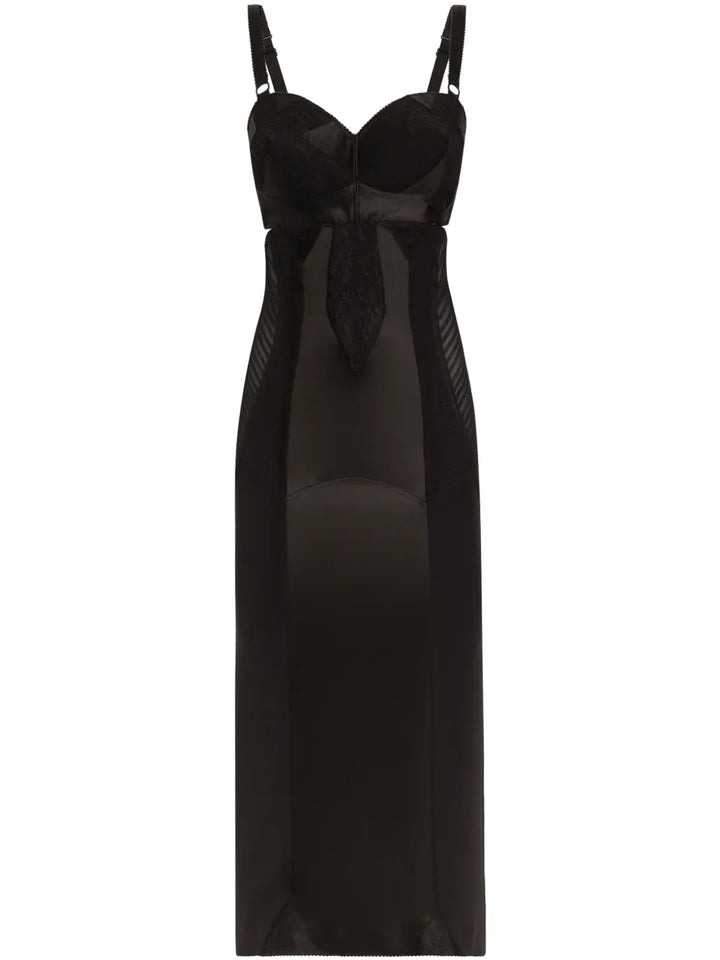 Dolce Gabbana Bustier Midi Dress — Black — Size XS — Front View