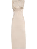 Dolce Gabbana Satin Midi Dress — Pink — Size XS — Front View
