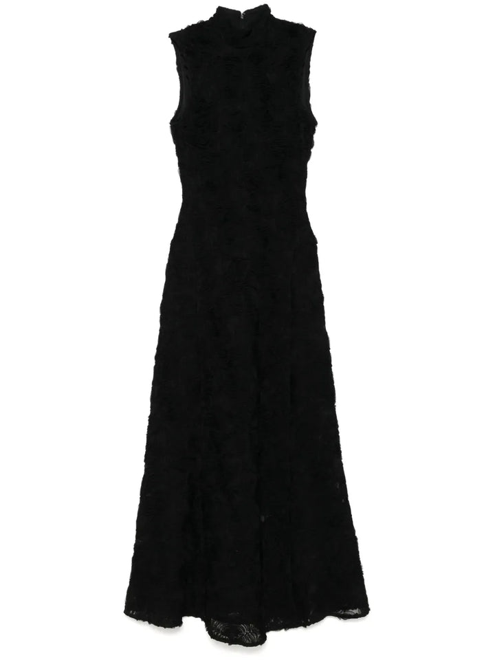 Rotate Birger Christensen Flower Mesh Maxi Dress — Black — Size S — Front View