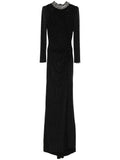 Nissa Crystal Embellished Maxi Dress — Black — Size S — Front View
