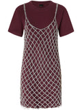 Pinko Layered Midi Dress — Red/ Pink — Size XS — Front View
