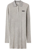 Miu Miu Ribbed Knit Mini Dress — Taupe/ Grey — Size M — Front View