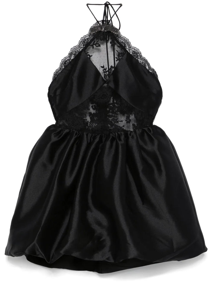 Self Portrait Lace Detailed Mini Dress — Black — Size S — Front View