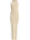 Herve Leger The Ruby Midi Dress — Beige — Size XS — Front View