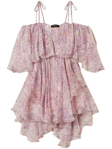 Twinset Ruffled Mini Dress — Red/ Pink — Size S — Front View