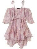 Twinset Ruffled Mini Dress — Red/ Pink — Size S — Front View