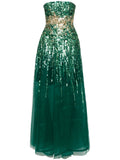 Saiid Kobeisy Embroidered Strapless Dress — Red/ Green — Size XS — Front View